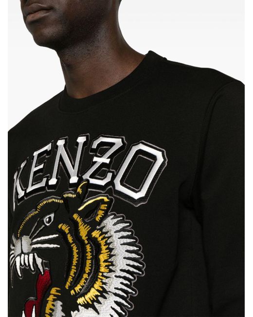 KENZO Black Cotton Logo Print Sweatshirt for men