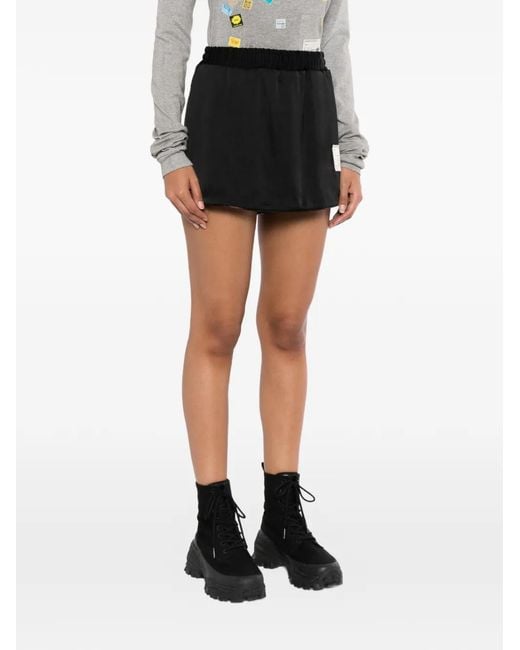 Maison Mihara Yasuhiro Black Logo-Patch Elasticated-Waist Shorts