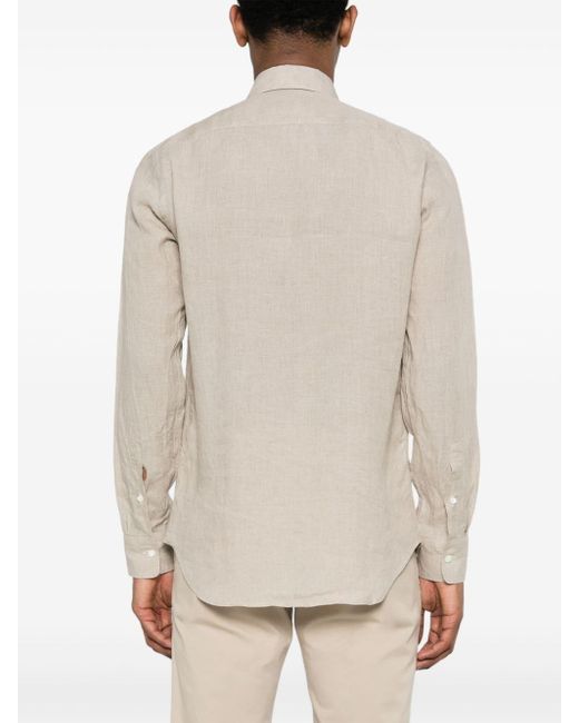 Canali White Slub-texture Linen Shirt for men