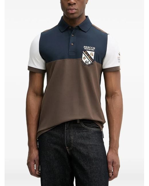 Aeronautica Militare Blue Frecce Tricolori Colour-Block Polo Shirt for men