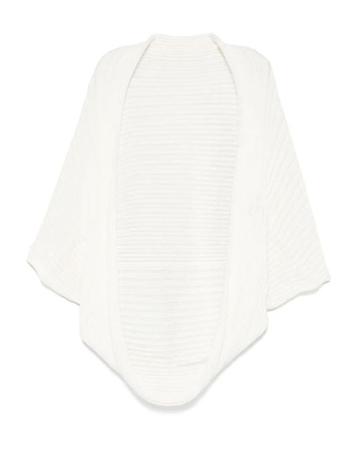 Issey Miyake White Ribbed-Knit Cardigan