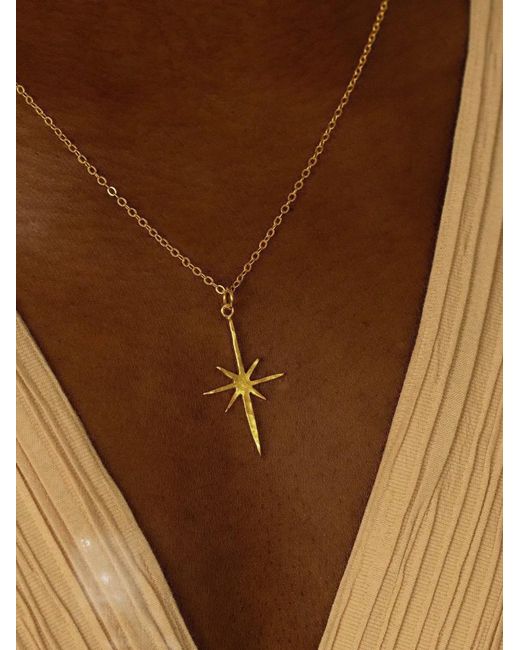 Ottoman Hands Metallic Northern Star Pendant Necklace
