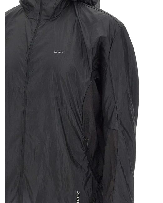 Satisfy Gray Pertex Diamond Fuse Windbreaker Logo-Print Jacket for men
