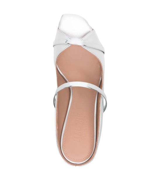 Malone Souliers White Metallic-Finish Sandals