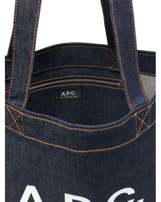 A.P.C. Blue Axel Denim Tote Bag for men