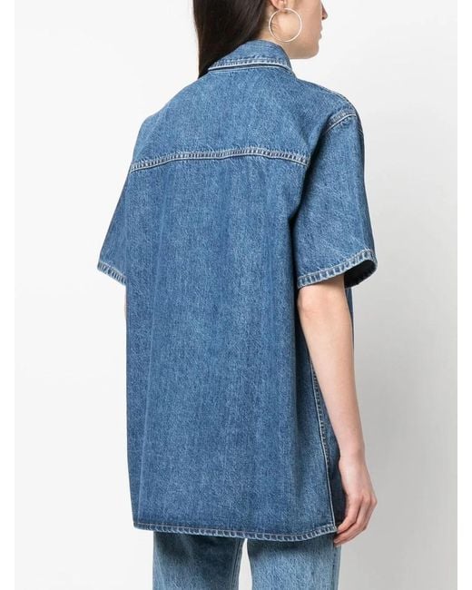 SLVRLAKE Denim Blue Short-Sleeved Denim Shirt