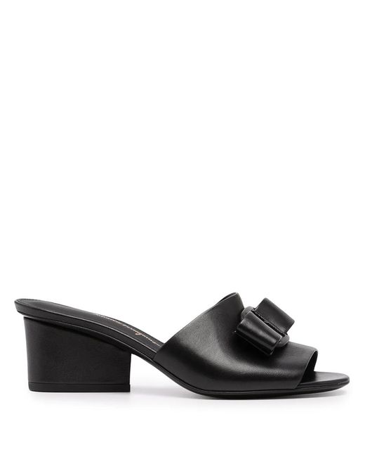Ferragamo Black Ferragamo Viva Bow 60Mm Mules