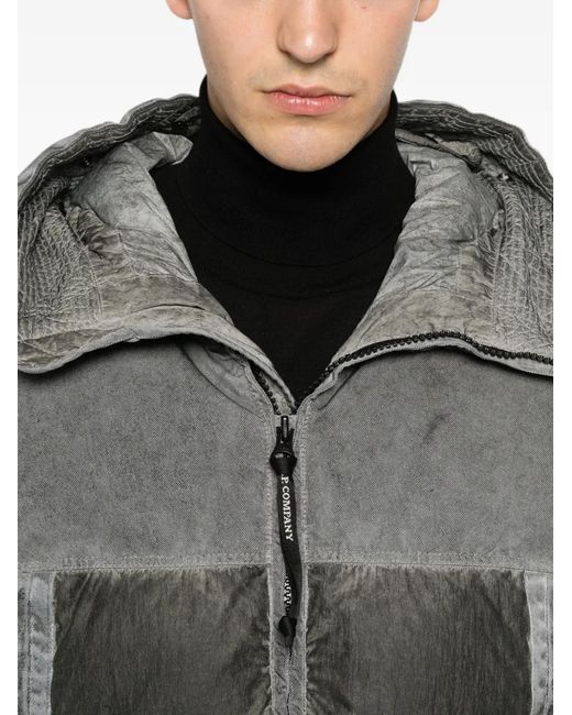 C P Company Gray Eco-Chrome R Goggle Down Jacket for men