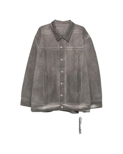 Rick Owens Gray Button-Up Denim Jacket for men