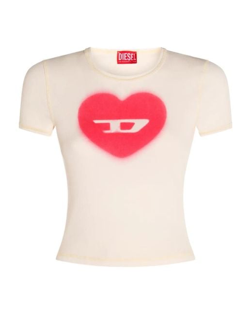 DIESEL ハートプリント Tシャツ T-Ele ロゴTシャツ ディーゼル レディース Tシャツ T-ELE（Tシャツ/カットソー）｜DIESEL