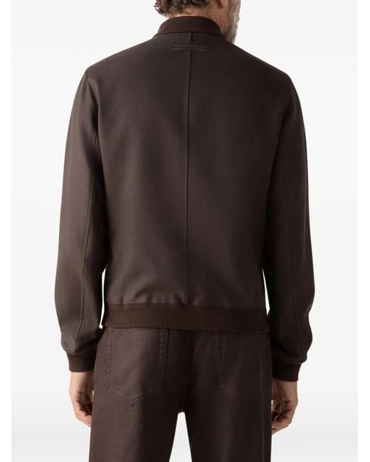 Zegna Brown Oasi Lino Bomber Jacket for men