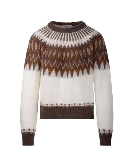 Roberto Collina White Fair Isle-Knit Sweater