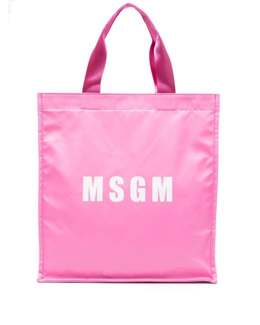 MSGM Pink Logo-print Tote Bag