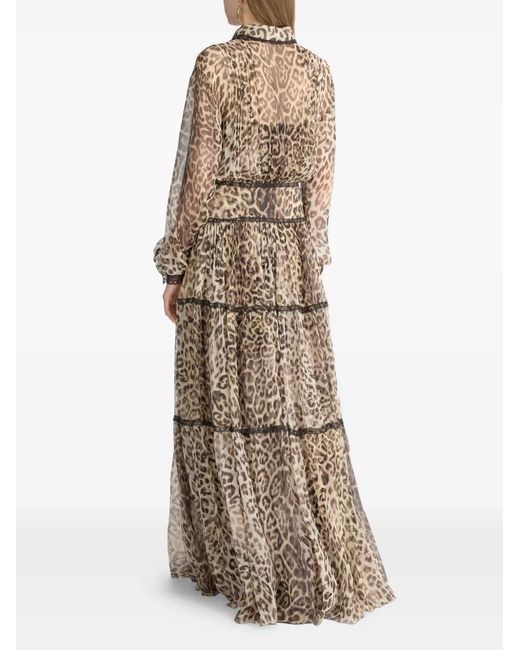 Ermanno Scervino Natural Leopard Print Lace Dress