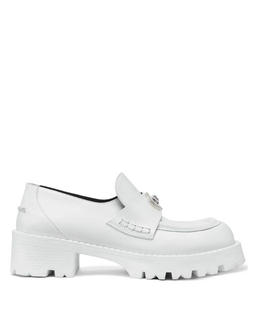 Versace White Alia Platform Loafers