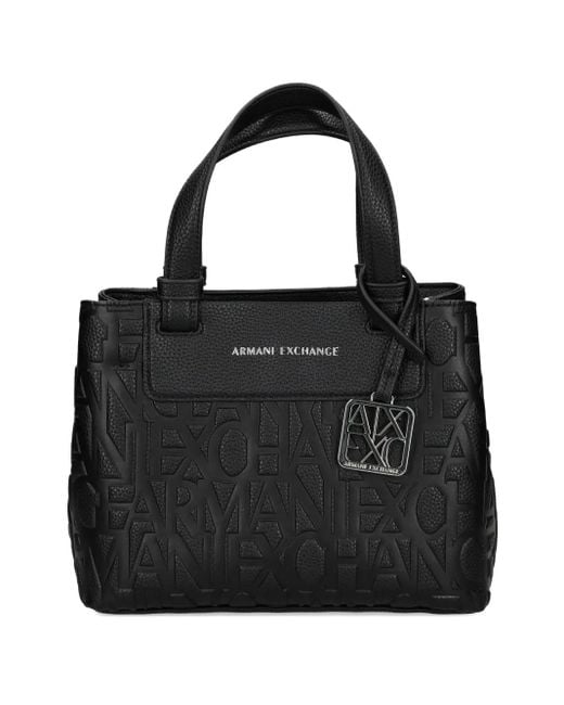 ARMANI EXCHANGE Black Shopper mit Logo-Anhänger