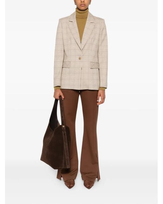 Patrizia Pepe Natural Two-Button Checked Blazer