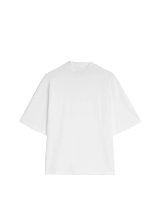 Jil Sander White T-Shirt À Coupe Boxy Et Col Montant