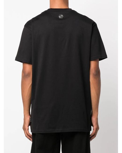 Philipp Plein Black Skull-Print Cotton T-Shirt for men