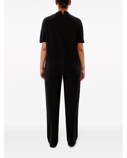 Another Tomorrow Black Luxe Seamed Cotton T-Shirt