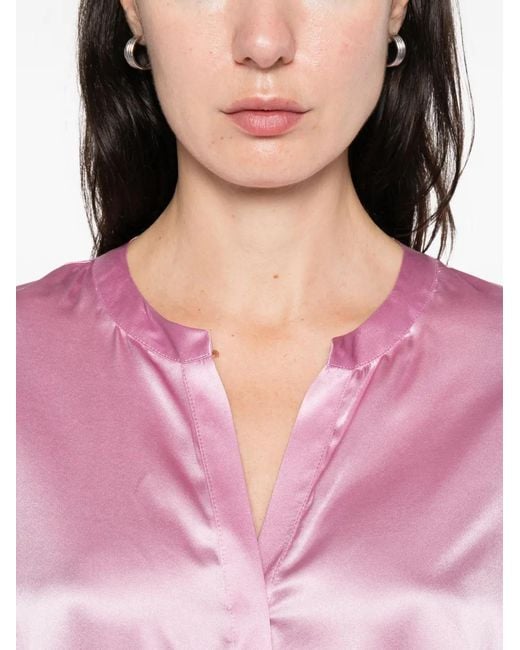 Purotatto Blue V-Neck Long-Sleeve Blouse