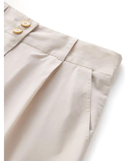Woolrich White Pleated High-Waisted Shorts