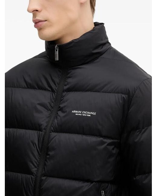 ARMANI EXCHANGE Black Quilted Zip Jacket for men