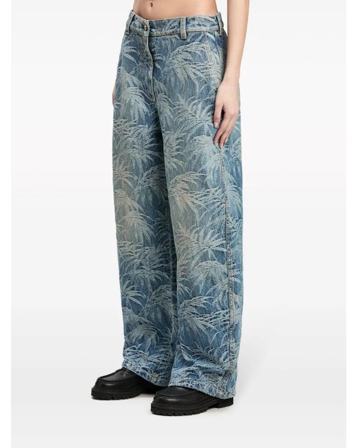 Palm Angels Blue Palm Tree-Print Jeans