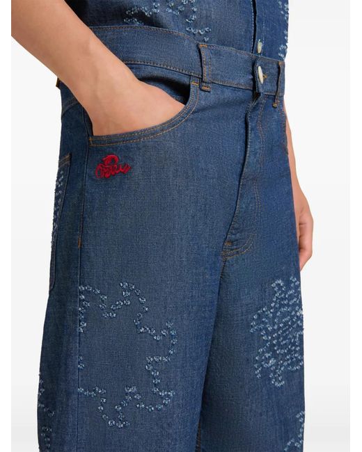 Marni Blue Frayed Five-Pocket Jeans for men
