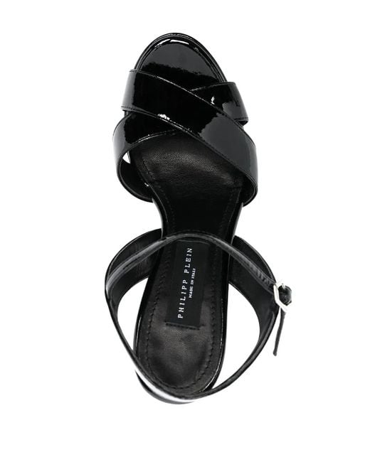 Philipp Plein Black Patent-effect Heeled Sandals