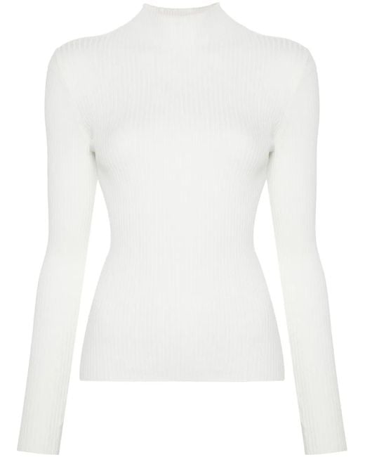 Twinset Geribbelde Coltrui in het White