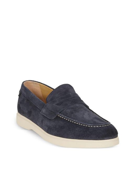 Baldinini Blue Contrast-Trim Suede Loafers for men