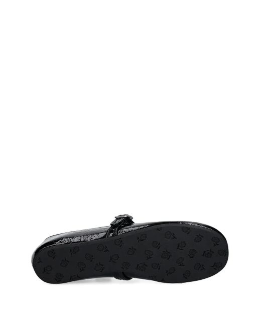 COACH Black Buckle Patent-Leather Ballet Flats