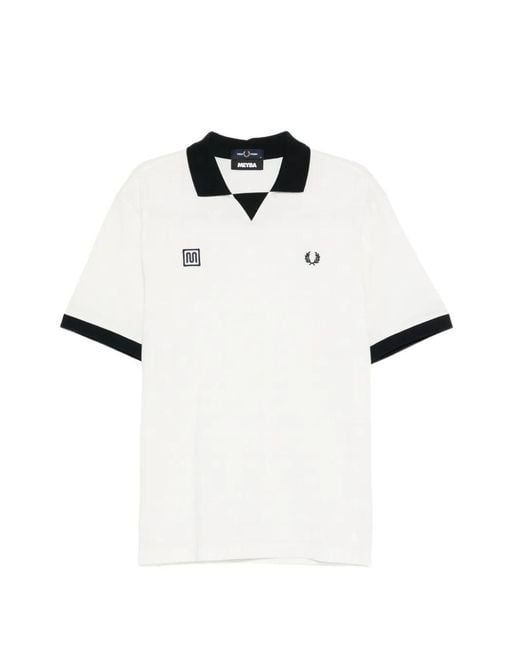 Fred Perry White Jacquard Laurel Wreath Polo Shirt for men