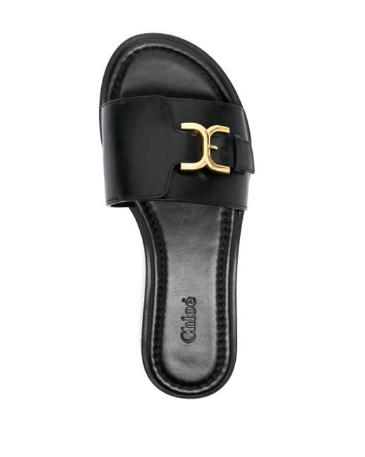Chloé Black Marcie Leather Slide