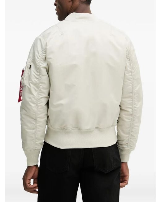 Alpha Industries White Heritage Zip-Up Bomber Jacket for men
