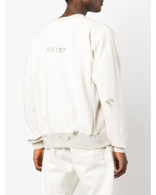 SAINT Mxxxxxx White Graphic-Print Cotton Sweatshirt for men