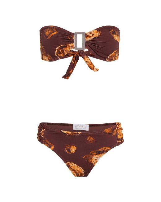Brigitte Bardot Brown Mila Buckle-Detail Patterned Bikini