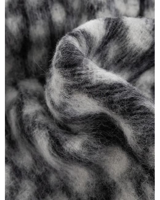 Fendi Gray Fringed Checked Scarf