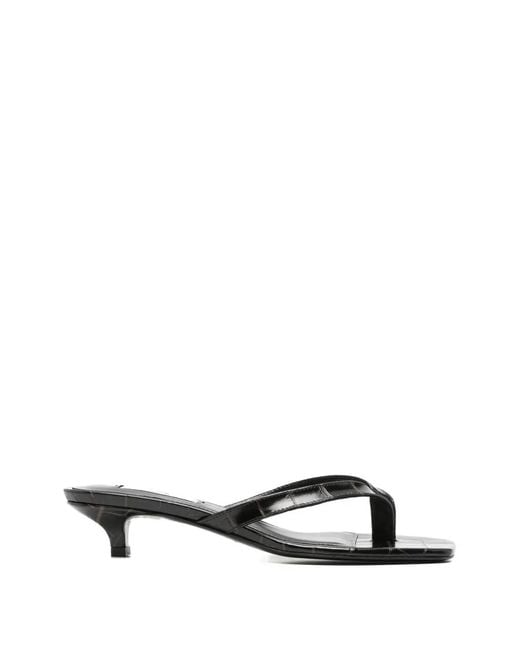 Totême White Croco-Embossed Heeled Flip Flops