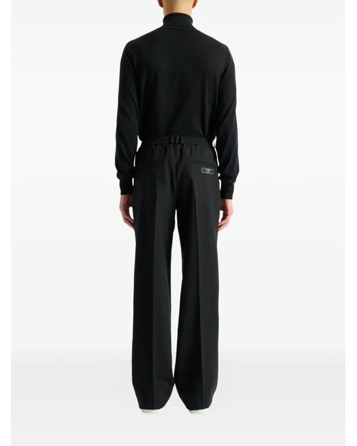 Balmain Black Wool Trousers With Elasticated Waist for men