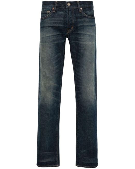 Jeans slim a vita media di Tom Ford in Blue da Uomo