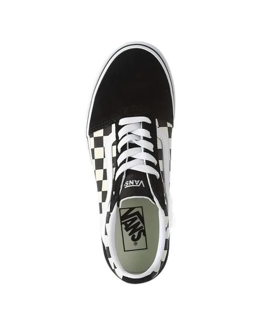 Vans White Checkerboard Stripe Sneakers