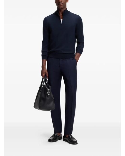 Boss Blue Pull À Col Zippé for men