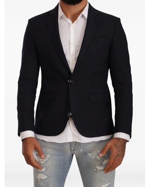 Domenico Tagliente Black Single-Breasted Notch-Lapel Blazer for men