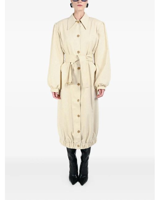 ROWEN ROSE Natural Buttonedup Belted Coat