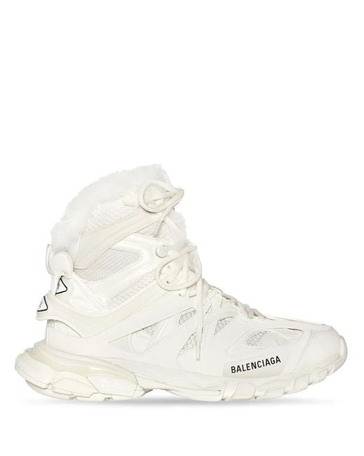Balenciaga Natural Track Hike Fur-Fur Sneaker Boots