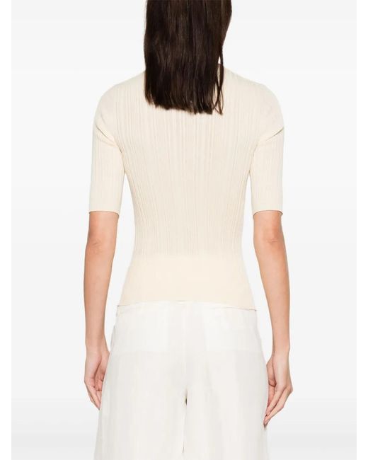 Peserico Natural Short-Sleeves Ribbed Jumper