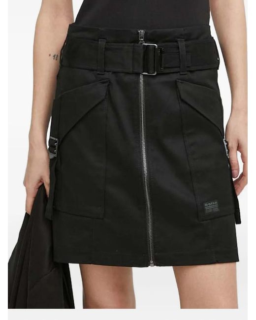 G-Star Black Belted Zip-Up Skirt