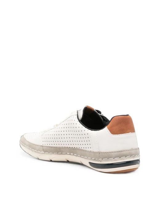 Bugatti White Perforated Side-Zip Sneakers for men